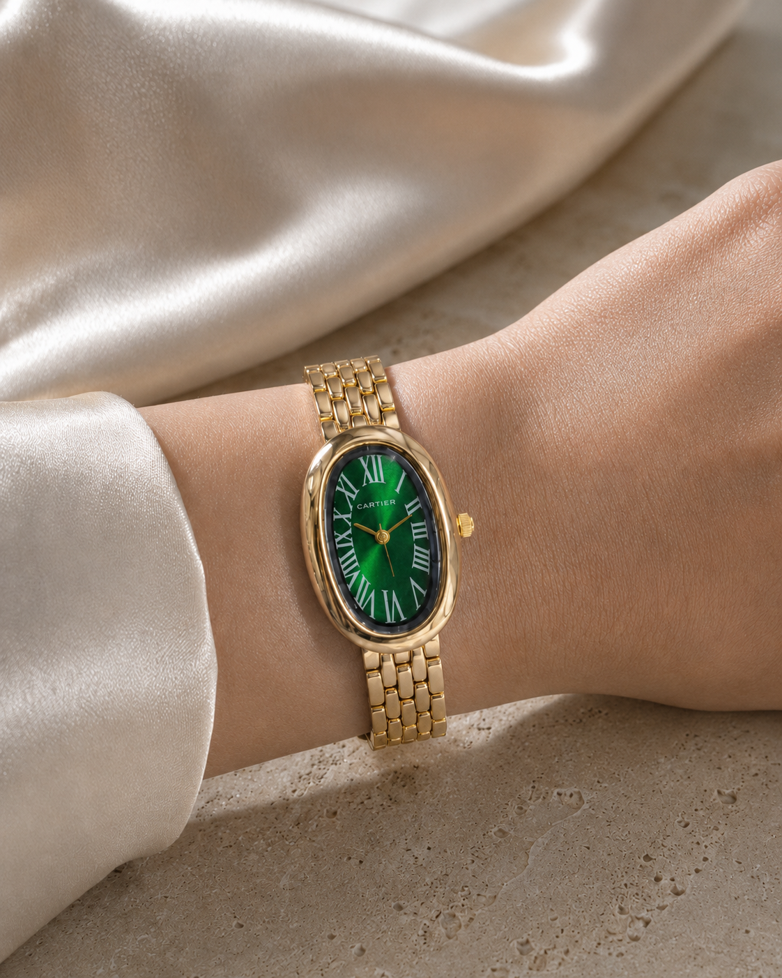Montre Femme Cartier Golden Oval Vert