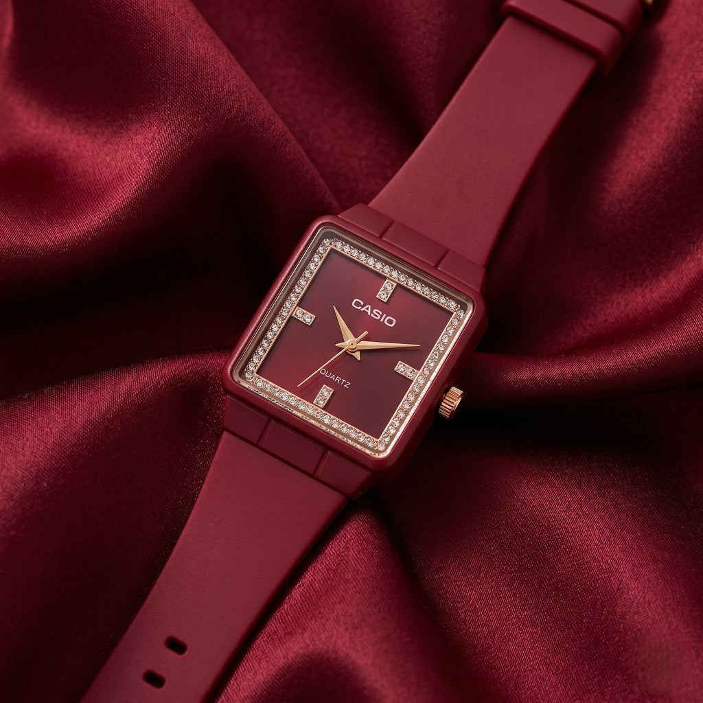 Montre Casio Bordeaux Élégance Carrée