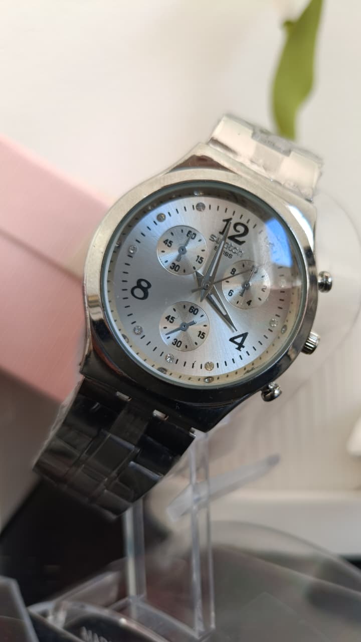 Swatch Crystal White – Acier Inoxydable