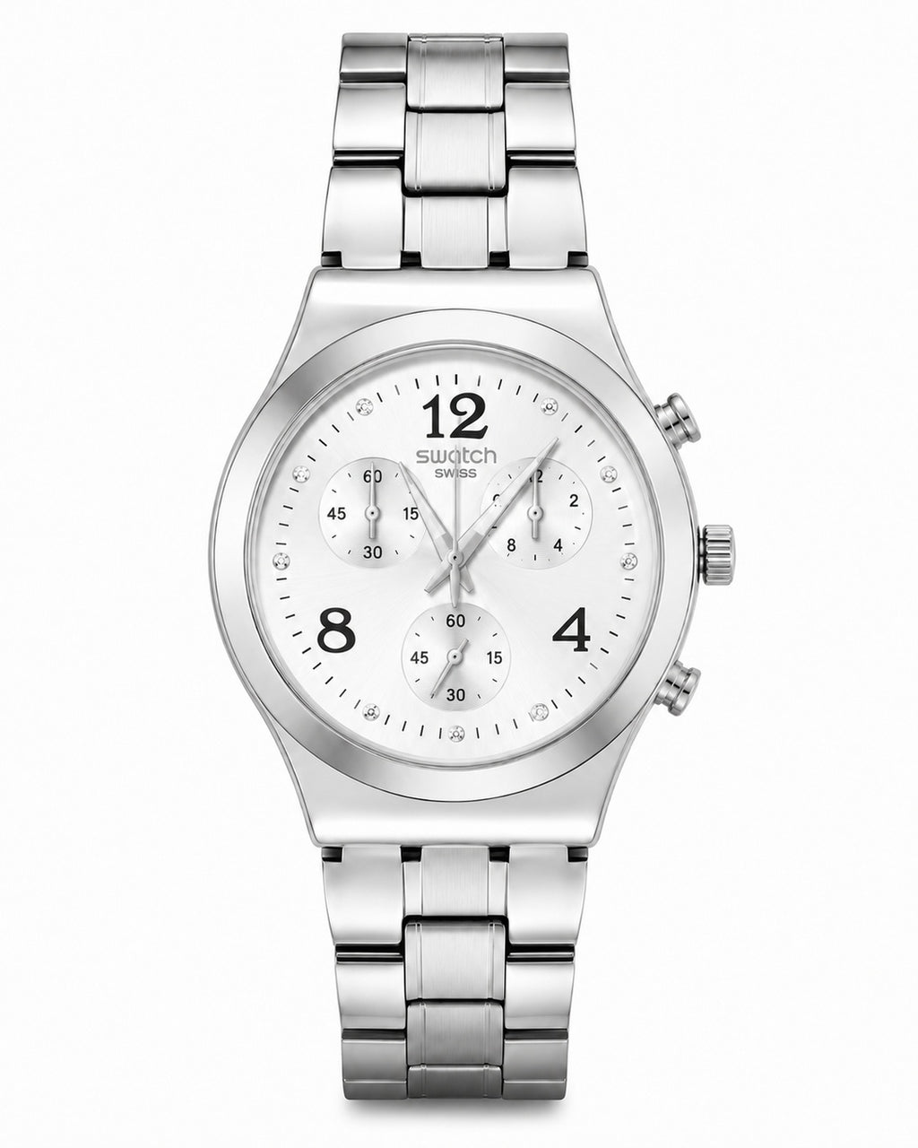Swatch Crystal White – Acier Inoxydable
